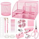 Conjunto de material de escritório Mesh Desk Organizer rosa 11 unidades Fayoo