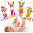 Conjunto de meias para bebês Wrist Rattles, brinquedos sensoriais macios de 0 a 3 anos