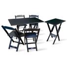 Conjunto de Mesa 1,10x70 e Mesa Aparador Dobrável com 4 Cadeiras Tarimatã - Preto Conjunto de Mesa 1,10x70 e Mesa Aparador Dobrável com 4 Cadeiras Tarimatã - Preto