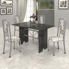 Conjunto de Mesa 120x75cm Tampo Ardósia com 4 Cadeiras Lavínea