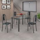 Conjunto de Mesa 120x75cm Tampo de Vidro com 4 Cadeiras Iris A