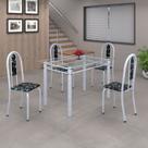 Conjunto de Mesa 120x75cm Tampo de Vidro com 4 Cadeiras Iris A