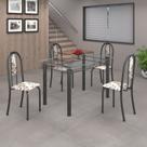 Conjunto de Mesa 120x75cm Tampo de Vidro com 4 Cadeiras Iris A