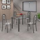 Conjunto de Mesa 120x75cm Tampo de Vidro com 4 Cadeiras Iris A