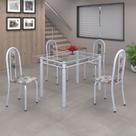 Conjunto de Mesa 120x75cm Tampo de Vidro com 4 Cadeiras Iris A
