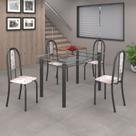 Conjunto de Mesa 120x75cm Tampo de Vidro com 4 Cadeiras Iris A