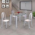 Conjunto de Mesa 120x75cm Tampo de Vidro com 4 Cadeiras Iris A