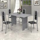 Conjunto de Mesa 120x75cm Tampo Granito com 4 Cadeiras Lavínea Cinza/Martelado Pérola/Ocre/Preto Floral Conjunto de Mesa 120x75cm Tampo Granito com 4 Cadeiras Lavínea Cinza/Martelado Pérola/Ocre/Preto Floral