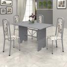 Conjunto de Mesa 120x75cm Tampo Granito com 4 Cadeiras Lavínea