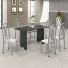 Conjunto de Mesa 140x75cm Tampo Ardosia com 6 Cadeiras Bianca