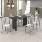 Conjunto de Mesa 140x75cm Tampo Ardósia com 6 Cadeiras Bianca Soma Móveis