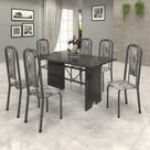 Conjunto de Mesa 140x75cm Tampo Ardósia com 6 Cadeiras Lavínea Preto/Martelado Prata/Paraopeba Conjunto de Mesa 140x75cm Tampo Ardósia com 6 Cadeiras Lavínea Preto/Martelado Prata/Paraopeba