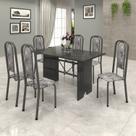 Conjunto de Mesa 140x75cm Tampo Ardósia com 6 Cadeiras Lavínea