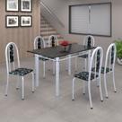 Conjunto de Mesa 140x75cm Tampo de Ardósia com 6 Cadeiras Iris A Soma Móveis