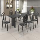 Conjunto de Mesa 180x75cm Tampo Ardósia com 8 Cadeiras Bianca Soma Móveis Prata/Martelado/Ardosia Indiano/Preto Floral Conjunto de Mesa 180x75cm Tampo Ardósia com 8 Cadeiras Bianca Soma Móveis Prata/Martelado/Ardosia Indiano/Preto Floral