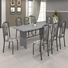 Conjunto de Mesa 180x75cm Tampo Granito com 8 Cadeiras Lavínea
