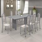 Conjunto de Mesa 180x75cm Tampo Granito com 8 Cadeiras Lavínea