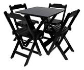 Conjunto de Mesa 70x70 4 Cadeiras Dobráveis em Madeira