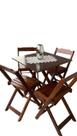 Conjunto de Mesa 70x70 + 4 Cadeiras Dobráveis