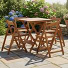 Conjunto de Mesa 70x70cm e 4 Cadeiras Dobráveis em Madeira Maciça com Verniz