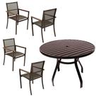 Conjunto de Mesa 90cm Ripada 4 Cadeiras Perpétua Aluminio para Piscina Jardim