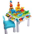 Conjunto de mesa Activity Play burgkidz com armazenamento +128 blocos azuis
