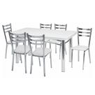 Conjunto de Mesa Adriana Branco e Cromado 6 Cadeiras - Criativa Conjunto de Mesa Adriana Branco e Cromado 6 Cadeiras - Criativa