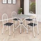 Conjunto de Mesa Analy com 4 Cadeiras Tampo Granito Topázio 70x70cm Tubo Branco