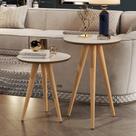 Conjunto de Mesa Apoio e Lateral Maju Off White com Freijo
