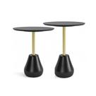 Conjunto de Mesa Auxiliar Arinos Preto Haste Dourado - 76879 Conjunto de Mesa Auxiliar Arinos Preto Haste Dourado - 76879
