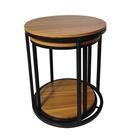 Conjunto de mesa Benzara Molly Nesting com 2 molduras redondas de metal com tampo de madeira