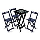 Conjunto de Mesa Bistrô Dobrável Jack Daniel's com 3 Banquetas de Madeira Preta