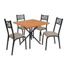Conjunto de mesa ciplafe jade slim tampo bp freijo 0,75m x 0,75m quadrado com 4 cadeiras tubo preto fosco