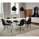Conjunto De Mesa Clips De Ferro Preto Tampo Branco 135X75 6 Cadeiras Preta Assento Preto