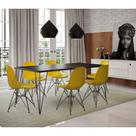 Conjunto De Mesa Clips De Ferro Preto Tampo Preto 135X75 6 Cadeiras Ferro Preta Assento Amarel Conjunto De Mesa Clips De Ferro Preto Tampo Preto 135X75 6 Cadeiras Ferro Preta Assento Amarel