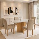 Conjunto de Mesa com 4 Cadeiras 120x80cm Carol e Espanha Cinamomo e Off White Conjunto de Mesa com 4 Cadeiras 120x80cm Carol e Espanha Cinamomo e Off White