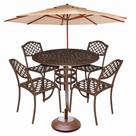 Conjunto de Mesa com 4 Cadeiras sem Braço Faveni Alumínio Fundido + Guarda Sol 3,00m