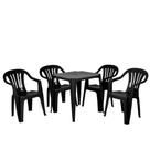 Conjunto de Mesa com Cadeiras de Plástico Mor Quadrado Preto