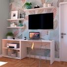 Conjunto de Mesa com Estante e 3 Prateleiras Siena Branco Conjunto de Mesa com Estante e 3 Prateleiras Siena Branco