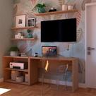 Conjunto de Mesa com Estante e 3 Prateleiras Siena Carvalho Mel Conjunto de Mesa com Estante e 3 Prateleiras Siena Carvalho Mel