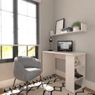 Conjunto de Mesa com Prateleiras para Escritório ou Home Office de Largura 100cm MDF Branco