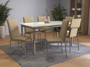 Conjunto de Mesa Completo com 6 Cadeiras Estofadas CMC1018 Nickel Kappesberg Crome