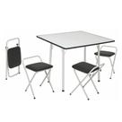 Conjunto de Mesa Dani Quadrada Dobrável Branco e Preto 4 Banquetas - Criativa Conjunto de Mesa Dani Quadrada Dobrável Branco e Preto 4 Banquetas - Criativa