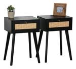 Conjunto De Mesa De Apoio 2 Unidades Madeira Preta