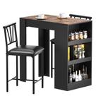 Conjunto de mesa de bar VECELO Small com 2 cadeiras e prateleiras de armazenamento retrô
