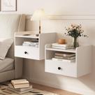 Conjunto de mesa de cabeceira flutuante HOSEOKA Modern com gaveta branca x2
