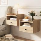 Conjunto de mesa de cabeceira HOSEOKA Floating Modern com gaveta e prateleira x2