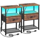 Conjunto de mesa de cabeceira LOAKEKEL HETS01PBR com Estação de Carregamento LED