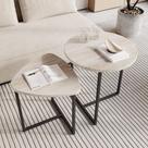 Conjunto de mesa de café HOJINLINERO Round Black Metal & Wood Look