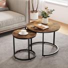Conjunto de mesa de café Nesting Smuxee 2 com tampo de madeira rústica de 60 cm